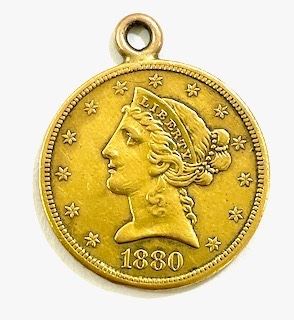 18k Gold Coin Charm 