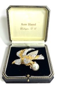 Ann Hand Sterling Silver Rhinestone Eagle Brooch
