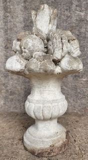 Vintage Poured Concrete Urn with Florwers Garden Stature nice patina