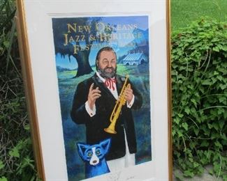 RARE Al Hirt Jazzfest poster with remark by George Rodrigue.  See next photo for his mark