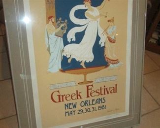 1981 New Orleans Greek Festival poster signed by the artist