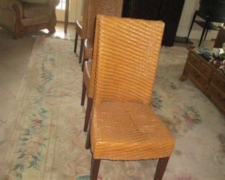 Set of four wicker tall backchairs