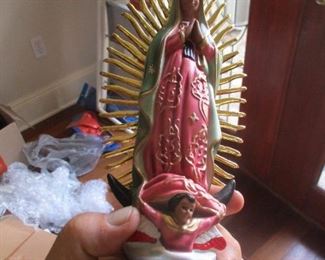 Virgen of the Guadeloupe made by Torfer of Mexico, original price tag still on base-- $415!