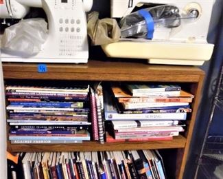 Sewing machines and lots of pattern and how to books
