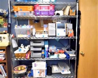 Sold as lots only.  Carefully crafted sewing and quilting notions, all stored neat and clean.  Rolling rack is also available for sale