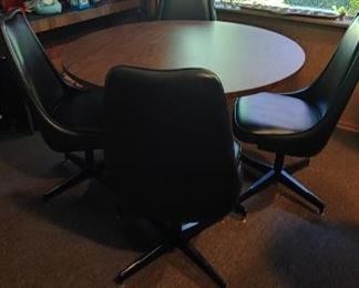 1960’s Mid-century modern Chromcraft round table with 4 black chairs