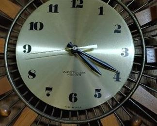 Vintage Mid Century Modern WESTCLOX NOCORD STARBURST WALL CLOCK