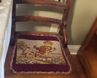 Antique chair with needlepoint seat