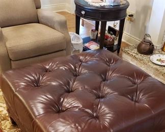Large ottoman/coffee table, tan recliner
