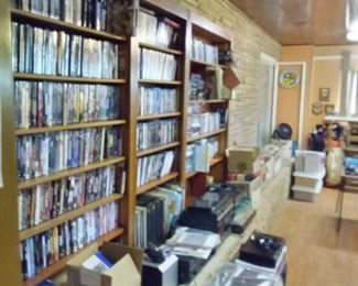 Lots of movies CDs and electronic equipment