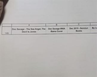 This starts the list of Doc Savage inventory list. I am selling the set as a whole set. I will not break up unless I don't sell as a set late Sunday afternoon.