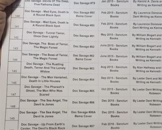 Doc Savage list on next several pictures
