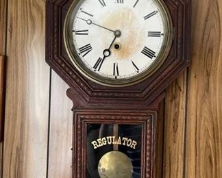 Antique Oak Regulator Clock