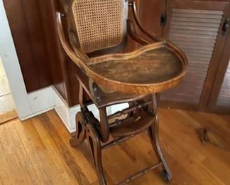 Antique Oak Child's High Chair
