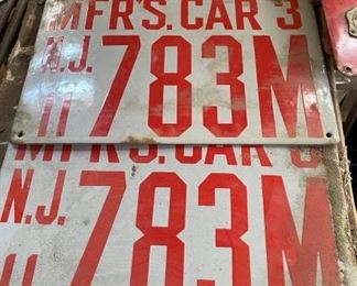 Dealer / Mfg 1911 NJ Enamel License Plates