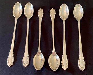 Six Georg Jenson Sterling Silver Teaspoons each measuring about 7" 
Weight 197.32