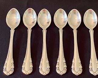 Six Georg Jensen Sterling Silver Mocha Spoons - each measuring about 3.8”