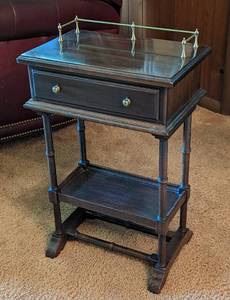 Petite Ethan Allen Side Table. There are some light scratches, but in overall great condition. Measures 15” x 10” and 22.5” high.