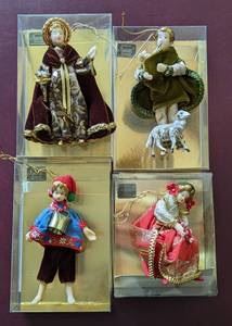 Vintage Koestel Wax Ornaments. Some have light wear. Includes Sleeping Beauty, Farmer Boy, Shepherd and King 2.