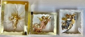 3 Koestel Wax Angel Ornaments made in West Germany. The largest of these fine vintage ornaments measures 7 inches tall.