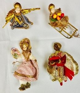 4 Koestel Wax Ornaments made in West Germany of which the largest measures 6 inches.