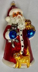 Christopher Radko "Santa with Cats" Ornament measures 6.5 inches tall.