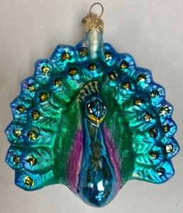 Christopher Radko "Pretty as a Peacock" Ornament measures 4 inches tall.