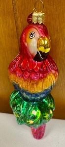 Christopher Radko Colorful Parrot Ornament measures 6 inches tall
