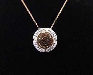 .925 Sterling Silver Swarovski Elements Rose Gold Vermeil Pendant Necklace
