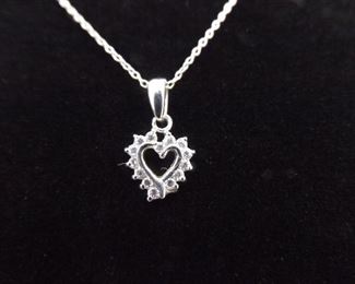 .925 Sterling Silver Crystal Heart Pendant Necklace
