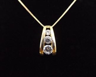 .925 Sterling Silver Zirconia Crystal Vermeil Pendant Necklace
