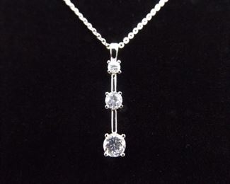 .925 Sterling Silver Zirconia Crystal Pendant Necklace
