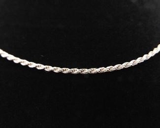 .925 Sterling Silver Rope Chain Necklace
