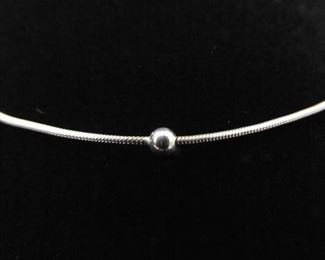 .925 Sterling Silver Round Snake Link Ball Accented Necklace
