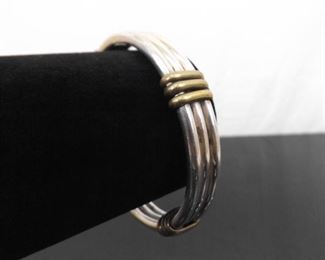 .925 Sterling Silver Thick 3 Ring Bangle Bracelet
