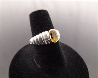 .925 Sterling Silver Oval Cut Citrine Ring Size 7
