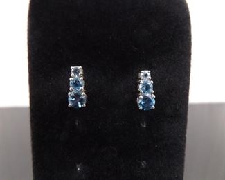 .925 Sterling Silver Art Nouveau Faceted Topaz Crystal Post Earrings
