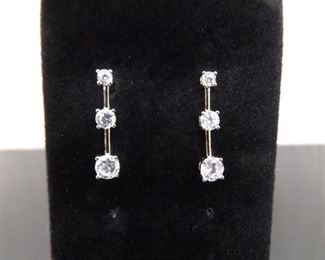 .925 Sterling Silver Zirconia Crystal Post Earrings
