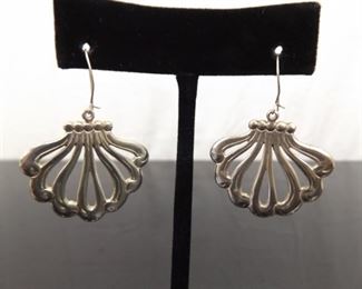 .925 Sterling Silver Fleur Dangle Hook Earrings
