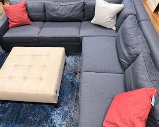 Mitchell Gold 2-pc Sectional Sofa in on-trend blue,  excellent condition, approx. 103”/104” L x 39” D x 28” H, Pillows sold separately. 