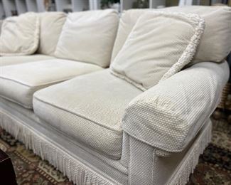 Harden 3-Cushion Chenille Sofa-neutral textured fabric, includes arm covers & coordinating pillows, approx. 84” L x 38” D 