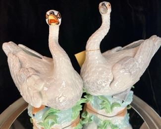 A RARE Pair of Dresden Porcelain Swans- early 20th century,  excellent condition, life-like color and detail. 