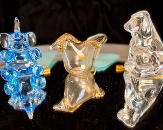 Assorted Glass Figurines- cute, whimsical & collectible! From Baccarat & Oiva Toikka. 