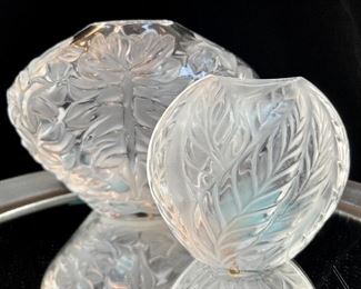 Lalique Art Glass Vases- clear & frosted finish, priced separately. 