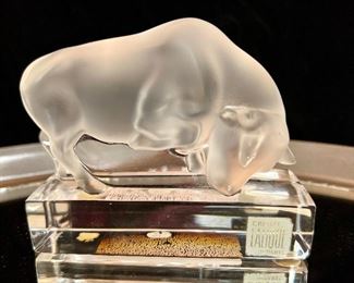 Lalique French Frosted Bison Paperweight- unique collectible that works in any decor. 