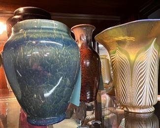 Assortment of collectible pottery & art glass