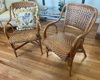 Great pair of wicker arm chairs