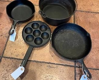 Cast iron pans and pot