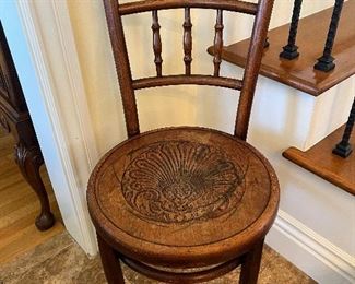 Antique pressed seat side chair
