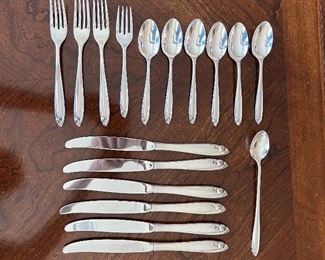 17 pieces of Wallace sterling flatware with rose